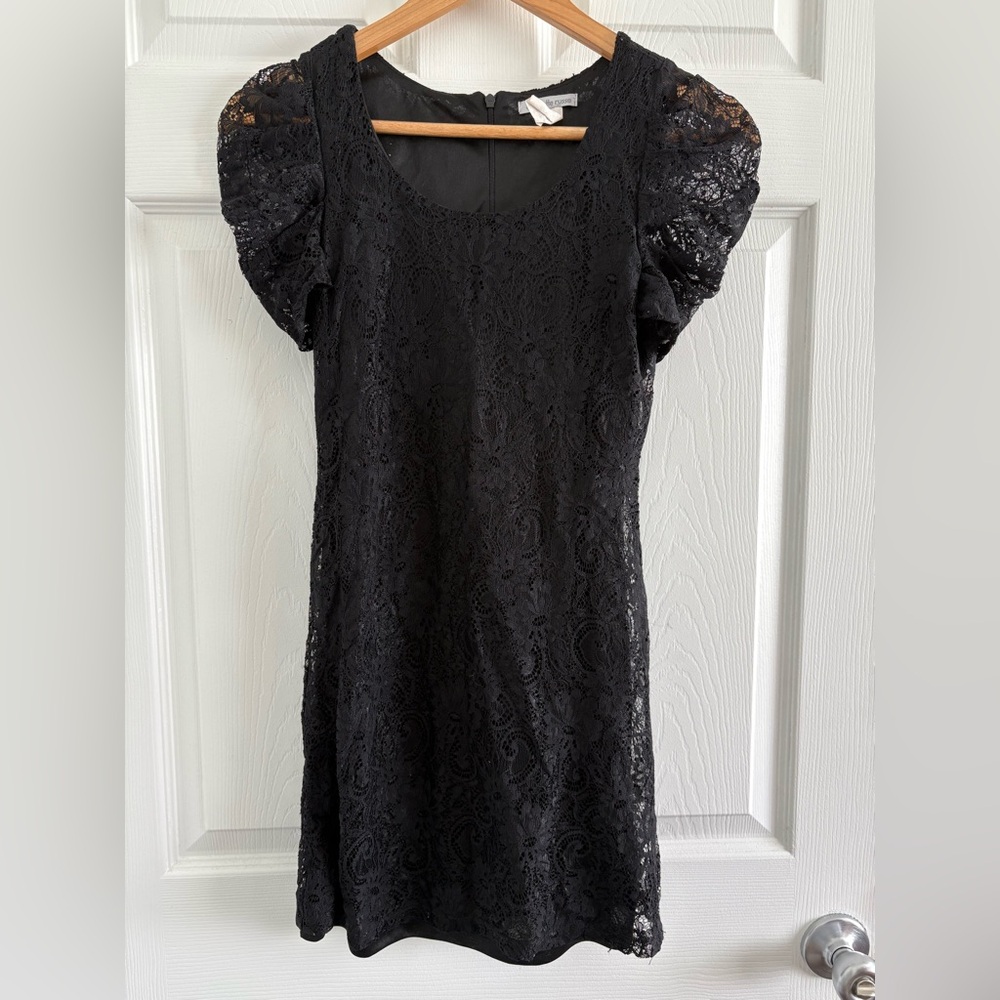 Size small Charlotte Russe black lace mini dress.  Poof sleeves, fully lined